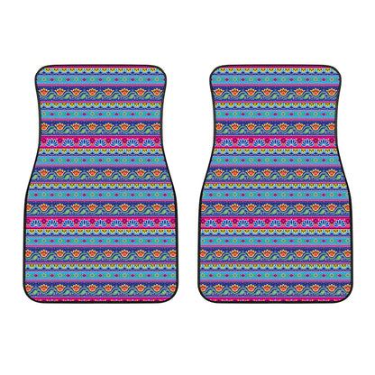 Boho Indian Lotus Pattern Print Front Car Floor Mats