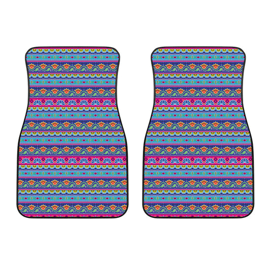 Boho Indian Lotus Pattern Print Front Car Floor Mats