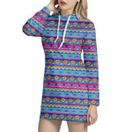 Boho Indian Lotus Pattern Print Hoodie Dress