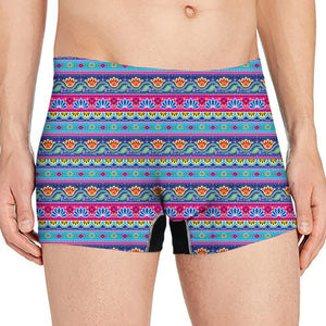 Boho Indian Lotus Pattern Print Men's Boxer Briefs