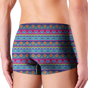 Boho Indian Lotus Pattern Print Men's Boxer Briefs