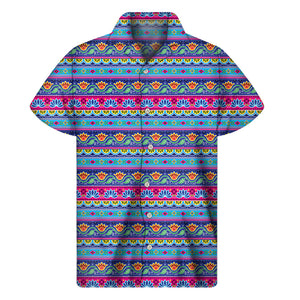 Boho Indian Lotus Pattern Print Men's Short Sleeve Shirt