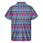 Boho Indian Lotus Pattern Print Men's Short Sleeve Shirt