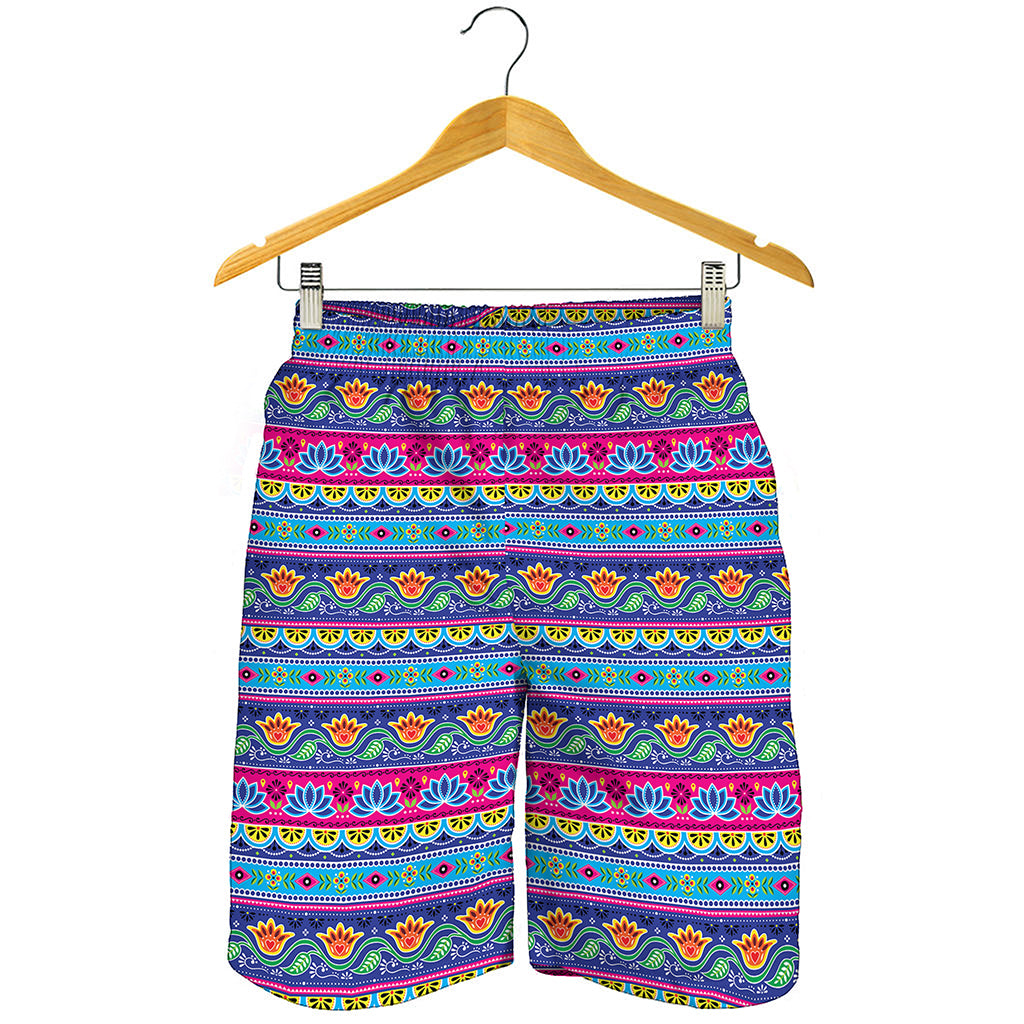 Boho Indian Lotus Pattern Print Men's Shorts