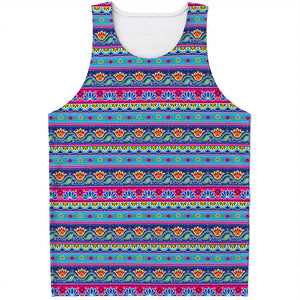 Boho Indian Lotus Pattern Print Men's Tank Top