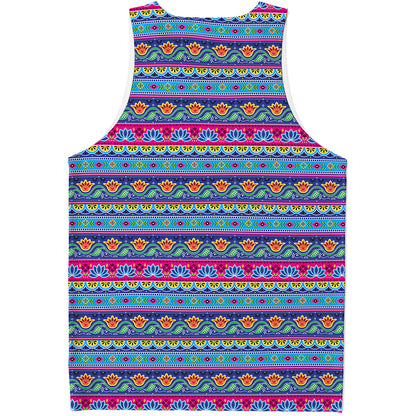 Boho Indian Lotus Pattern Print Men's Tank Top