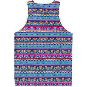 Boho Indian Lotus Pattern Print Men's Tank Top