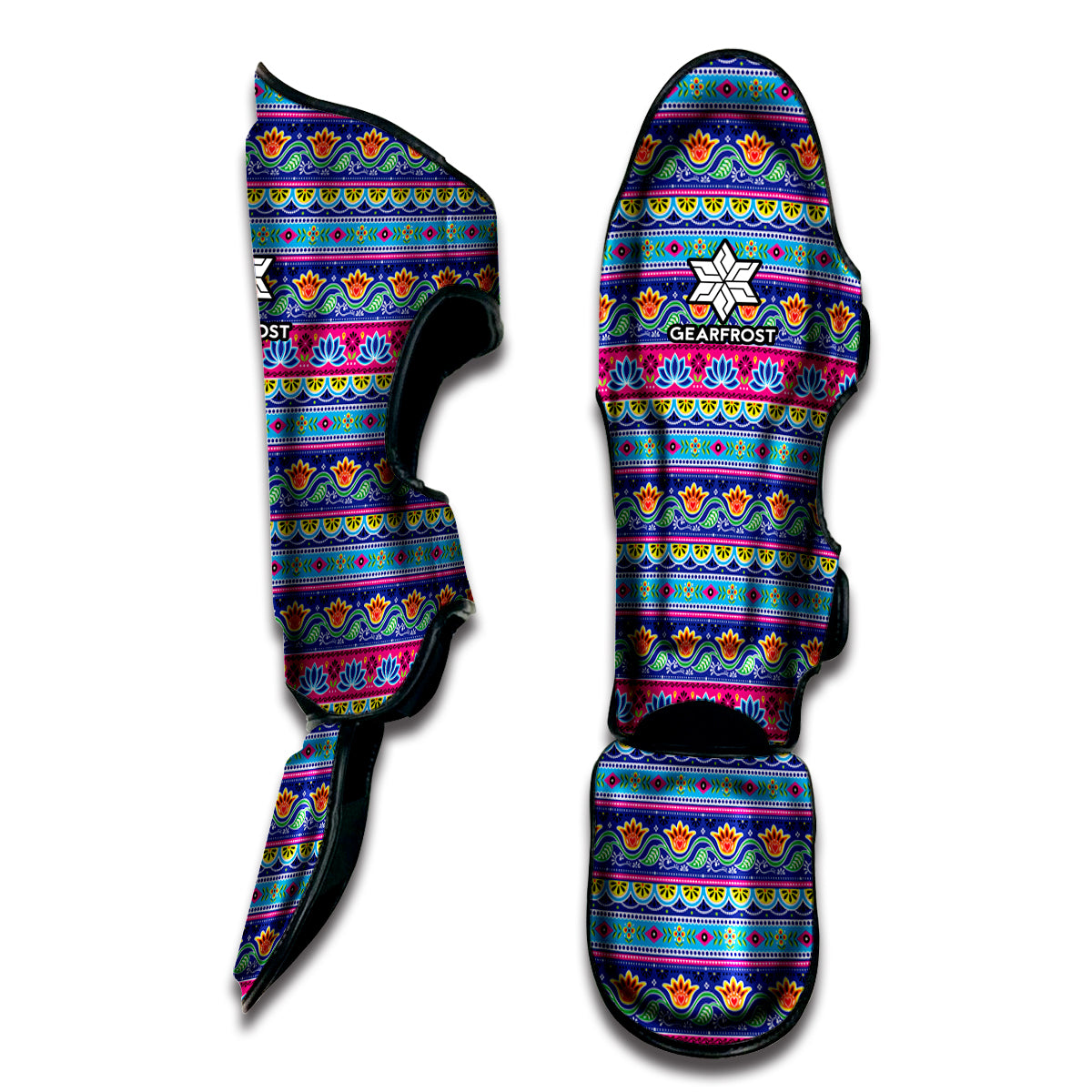 Boho Indian Lotus Pattern Print Muay Thai Shin Guard