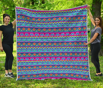 Boho Indian Lotus Pattern Print Quilt