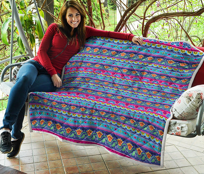 Boho Indian Lotus Pattern Print Quilt