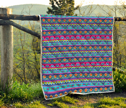 Boho Indian Lotus Pattern Print Quilt