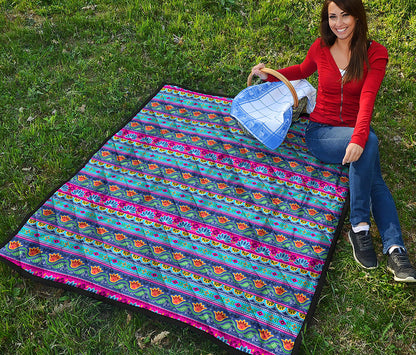 Boho Indian Lotus Pattern Print Quilt