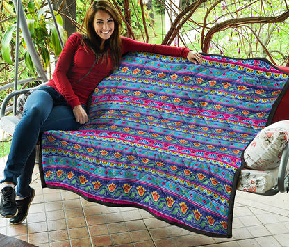 Boho Indian Lotus Pattern Print Quilt