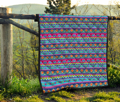 Boho Indian Lotus Pattern Print Quilt