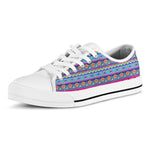 Boho Indian Lotus Pattern Print White Low Top Shoes