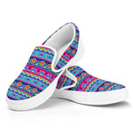 Boho Indian Lotus Pattern Print White Slip On Shoes