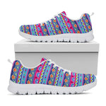 Boho Indian Lotus Pattern Print White Sneakers