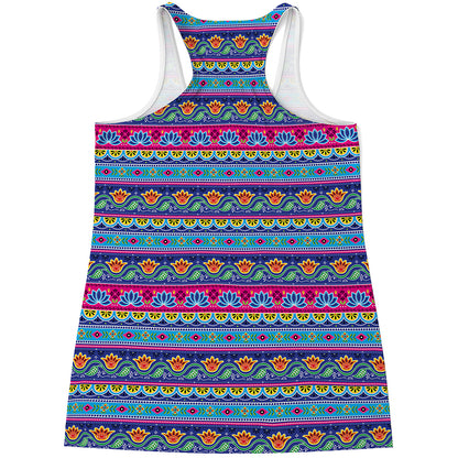 Boho Indian Lotus Pattern Print Women's Racerback Tank Top