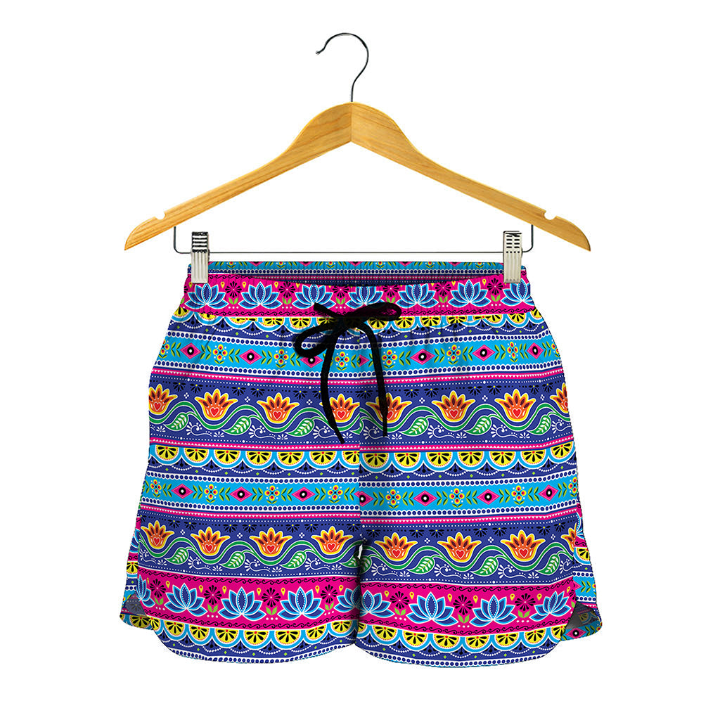 Boho Indian Lotus Pattern Print Women's Shorts