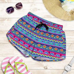 Boho Indian Lotus Pattern Print Women's Shorts