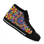 Boho Kaleidoscope Print Black High Top Shoes