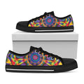 Boho Kaleidoscope Print Black Low Top Sneakers