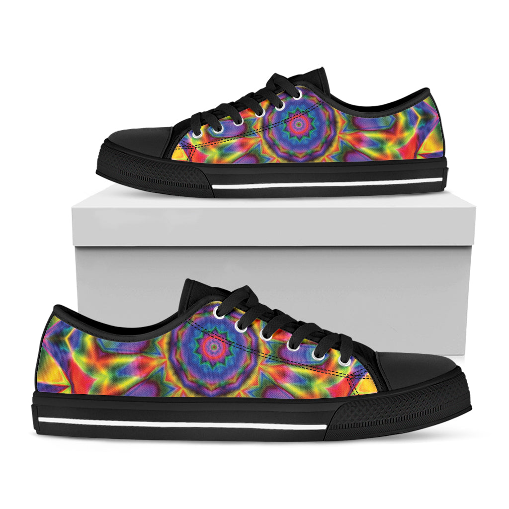 Boho Kaleidoscope Print Black Low Top Shoes
