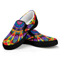 Boho Kaleidoscope Print Black Slip On Sneakers