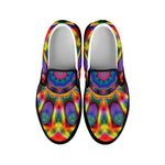 Boho Kaleidoscope Print Black Slip On Shoes