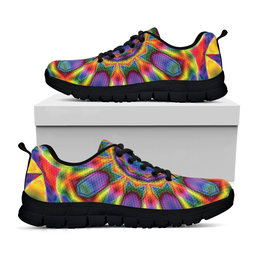 Boho Kaleidoscope Print Black Sneakers