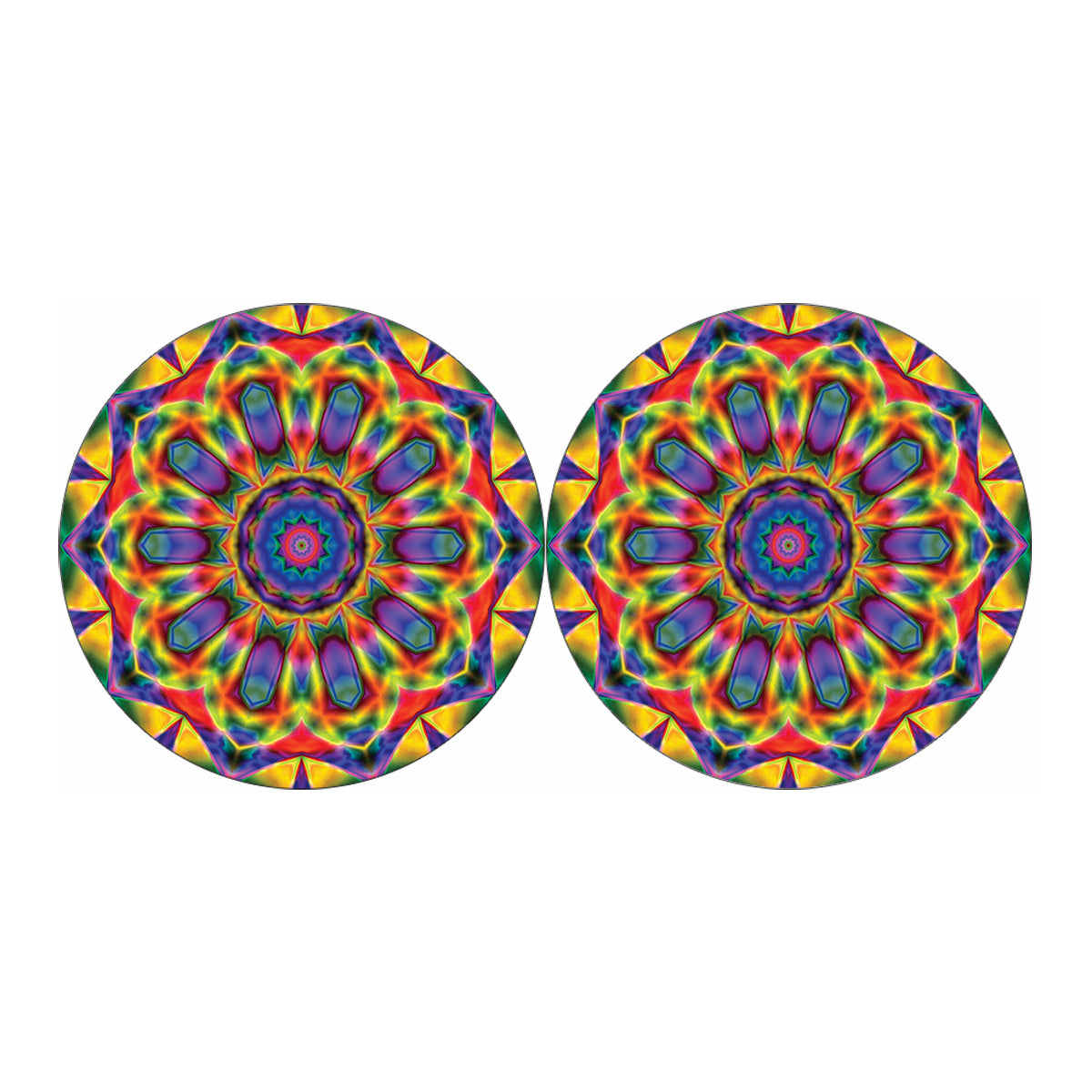 Boho Kaleidoscope Print Car Coasters