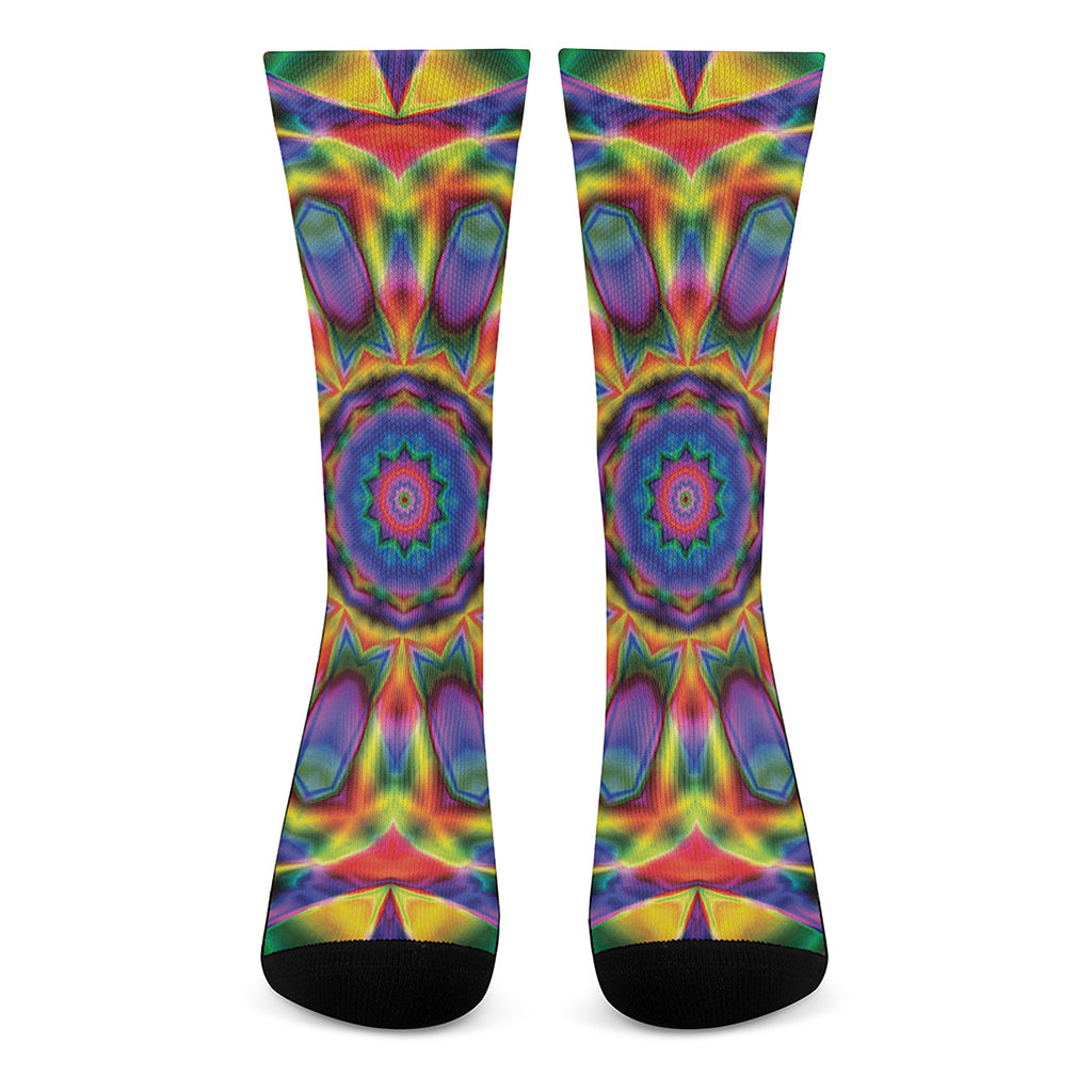 Boho Kaleidoscope Print Crew Socks