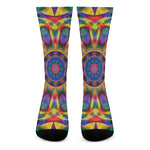 Boho Kaleidoscope Print Crew Socks