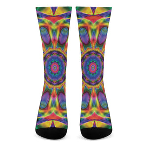 Boho Kaleidoscope Print Crew Socks