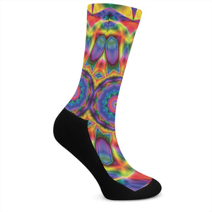 Boho Kaleidoscope Print Crew Socks