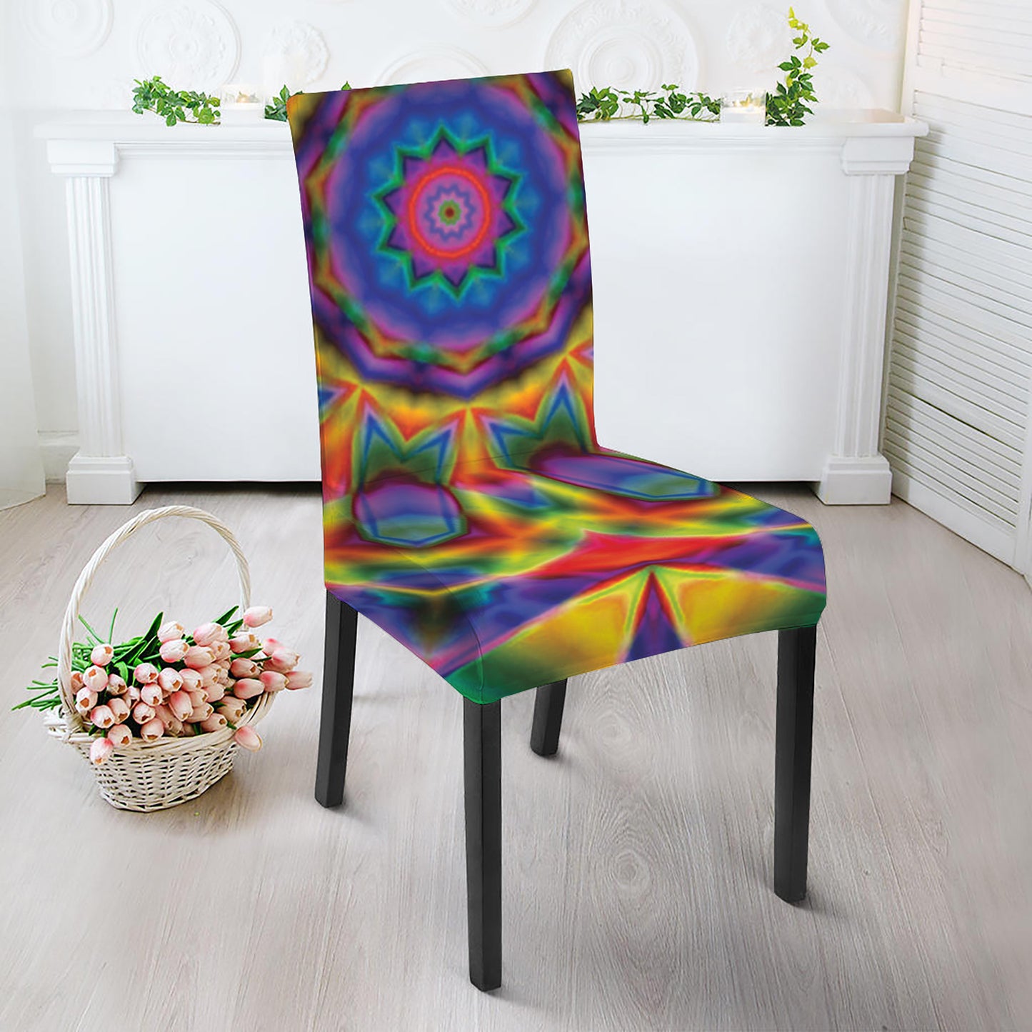 Boho Kaleidoscope Print Dining Chair Slipcover