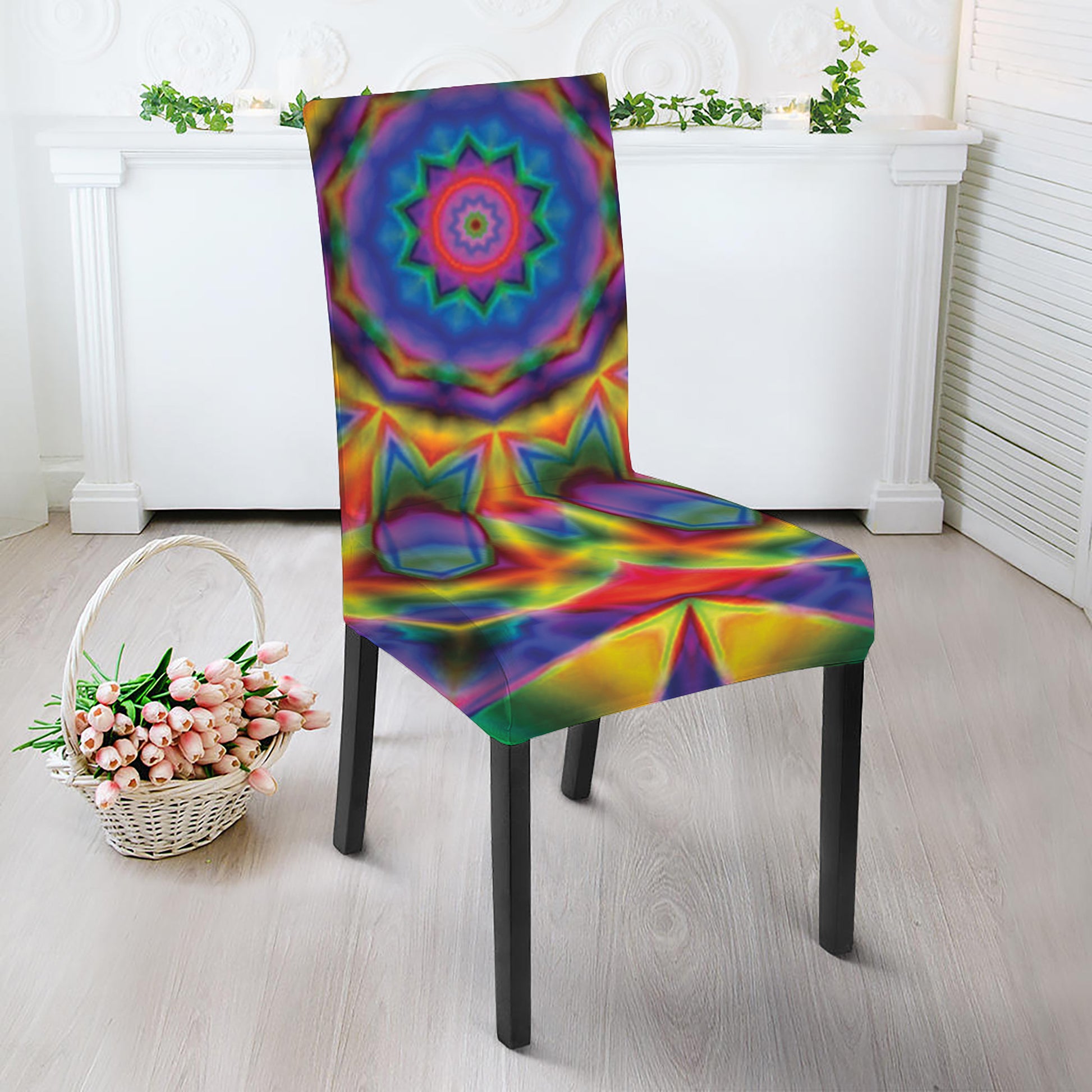 Boho Kaleidoscope Print Dining Chair Slipcover