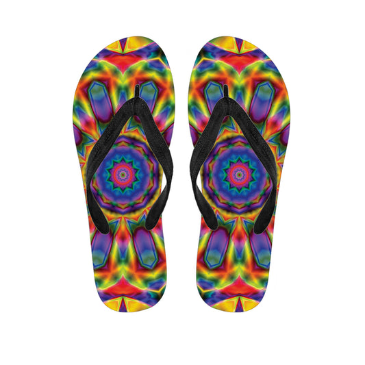 Boho Kaleidoscope Print Flip Flops