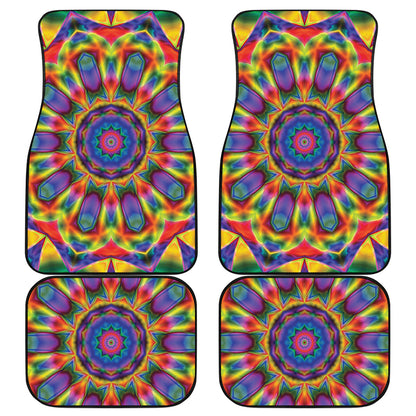 Boho Kaleidoscope Print Front and Back Car Floor Mats