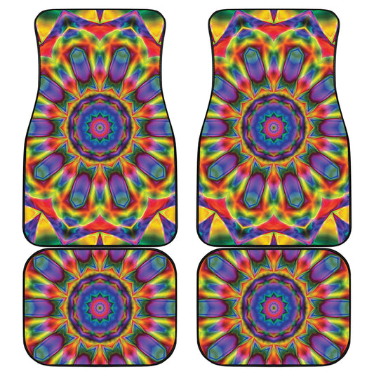 Boho Kaleidoscope Print Front and Back Car Floor Mats