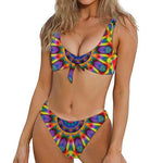 Boho Kaleidoscope Print Front Bow Tie Bikini