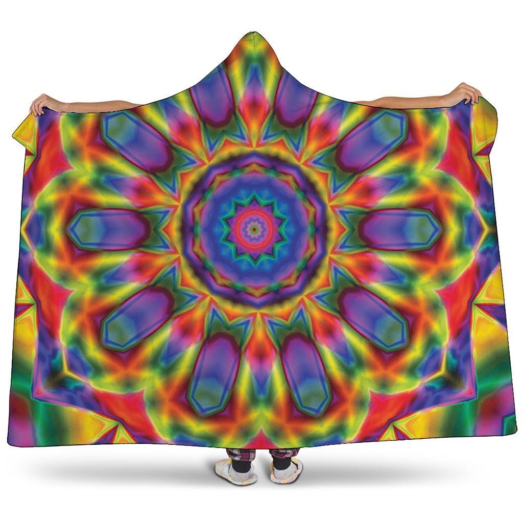 Boho Kaleidoscope Print Hooded Blanket