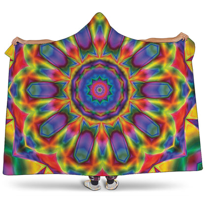 Boho Kaleidoscope Print Hooded Blanket