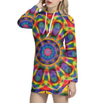 Boho Kaleidoscope Print Hoodie Dress