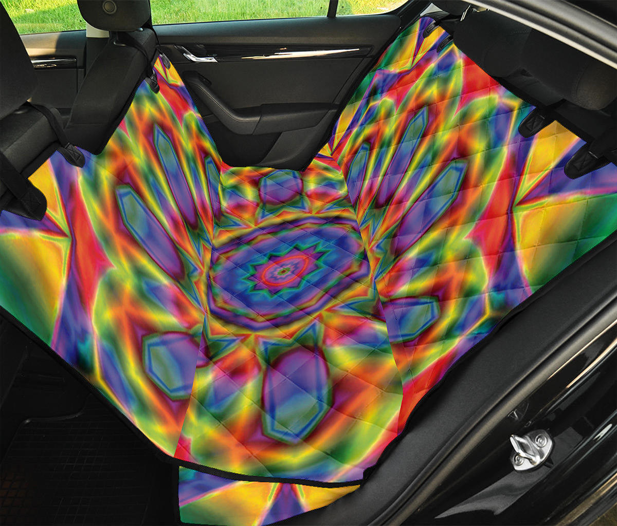 Boho Kaleidoscope Print Pet Car Back Seat Cover