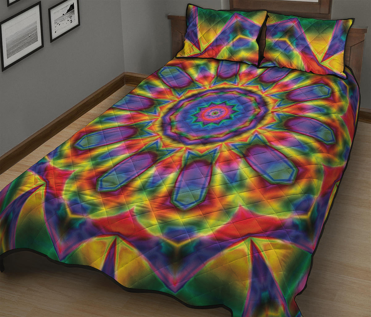 Boho Kaleidoscope Print Quilt Bed Set