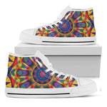 Boho Kaleidoscope Print White High Top Shoes