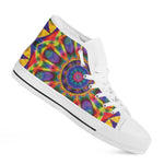 Boho Kaleidoscope Print White High Top Shoes
