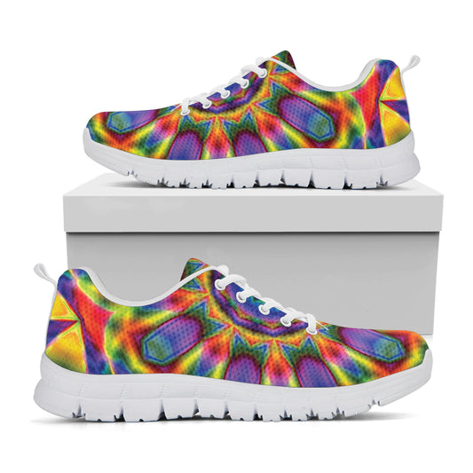 Boho Kaleidoscope Print White Sneakers