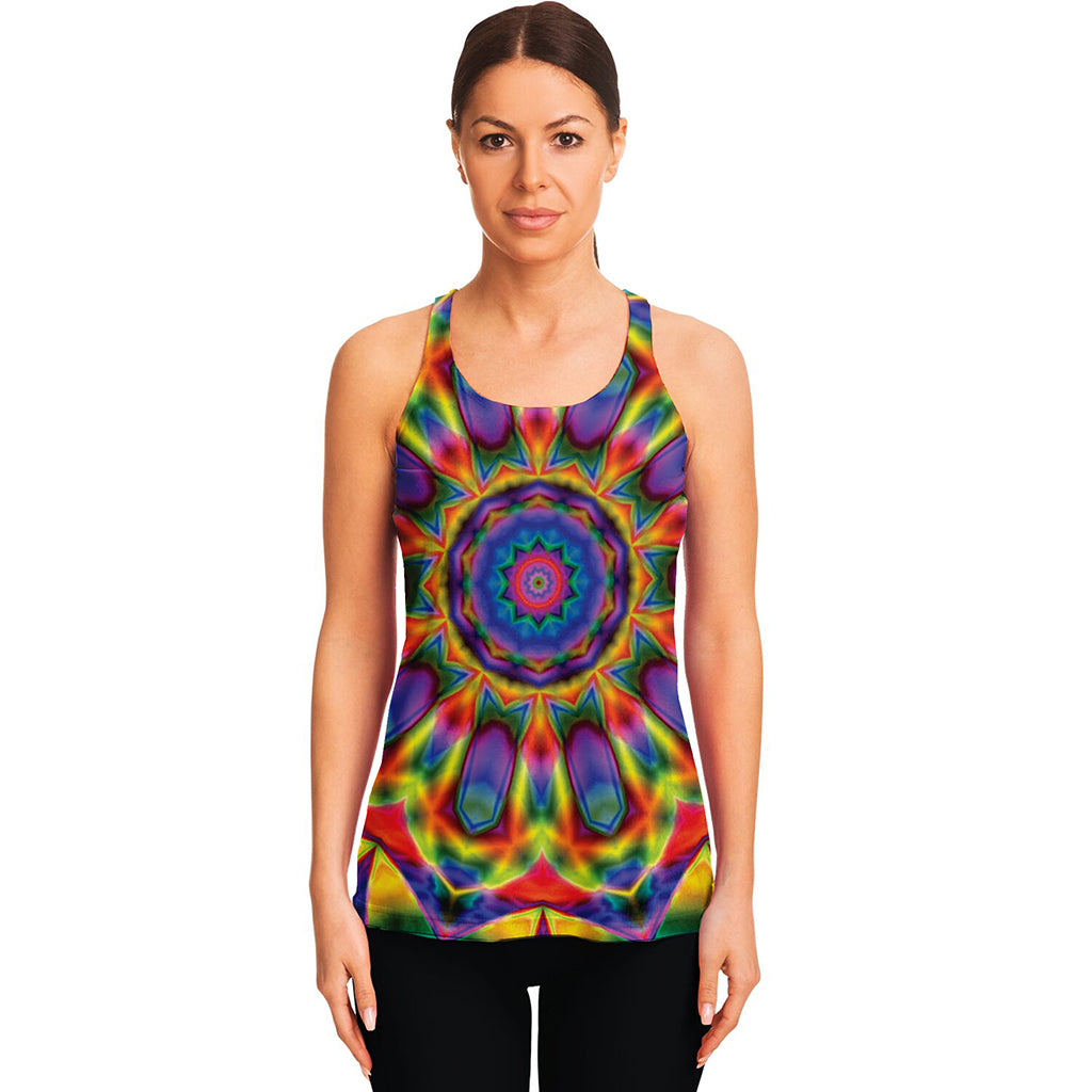 Boho Kaleidoscope Print Women's Racerback Tank Top